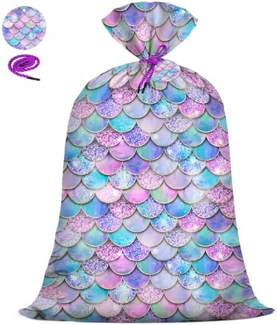 KIDAJOY 1 Pz Bolsa de Regalo Plástica Extra Grande Sirena Arcoíris 56x 36 Jumbo para Fiestas de Cumpleaños de Niñas Sirena - imagen 1