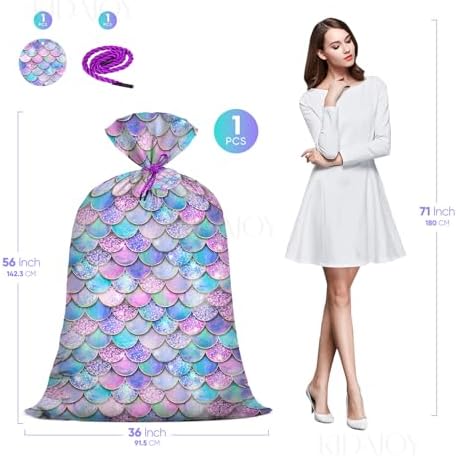 KIDAJOY 1 Pz Bolsa de Regalo Plástica Extra Grande Sirena Arcoíris 56x 36 Jumbo para Fiestas de Cumpleaños de Niñas Sirena - imagen 2