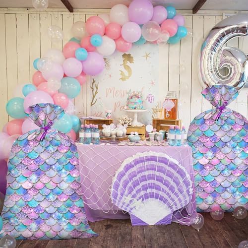 KIDAJOY 1 Pz Bolsa de Regalo Plástica Extra Grande Sirena Arcoíris 56x 36 Jumbo para Fiestas de Cumpleaños de Niñas Sirena - imagen 5