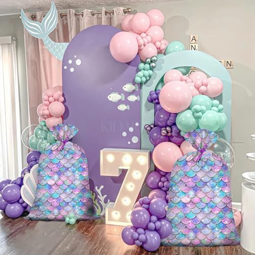 KIDAJOY 1 Pz Bolsa de Regalo Plástica Extra Grande Sirena Arcoíris 56x 36 Jumbo para Fiestas de Cumpleaños de Niñas Sirena - imagen 6
