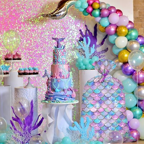 KIDAJOY 1 Pz Bolsa de Regalo Plástica Extra Grande Sirena Arcoíris 56x 36 Jumbo para Fiestas de Cumpleaños de Niñas Sirena - imagen 7