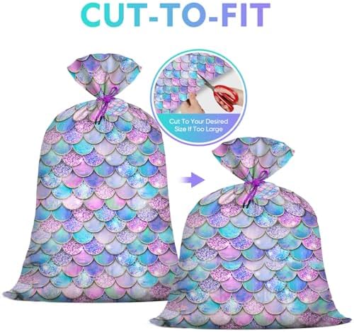 KIDAJOY 1 Pz Bolsa de Regalo Plástica Extra Grande Sirena Arcoíris 56x 36 Jumbo para Fiestas de Cumpleaños de Niñas Sirena - imagen 8