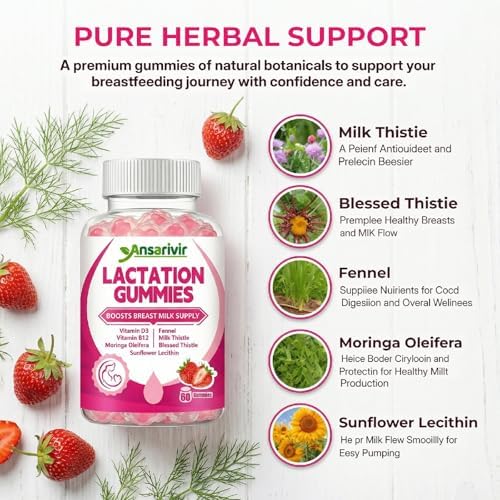 Gomitas Suplemento de Lactancia – Con Moringa, Hinojo, Lecitina de Girasol, Cardo Mariano, Cardo Bendito, Más Vitaminas D3 y B12 – 60 Gomitas para - imagen 3
