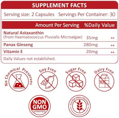 Suplemento de Astaxantina Liposomal 35mg - Poderoso Antioxidante para Piel, Articulaciones y Ojos - Fórmula Natural Antienvejecimiento con - imagen 5