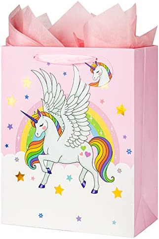 Bolsa de Regalo Grande Laidans de 13 con Unicornio para Cumpleaños de Niñas y Baby Shower, Incluye Papel de Seda, 1 Paquete - imagen 1