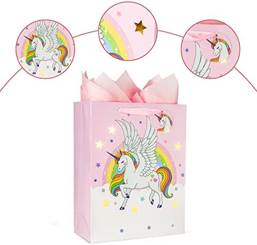 Bolsa de Regalo Grande Laidans de 13 con Unicornio para Cumpleaños de Niñas y Baby Shower, Incluye Papel de Seda, 1 Paquete - imagen 3