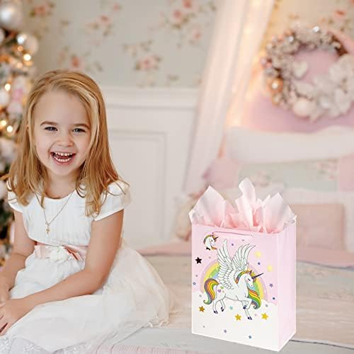 Bolsa de Regalo Grande Laidans de 13 con Unicornio para Cumpleaños de Niñas y Baby Shower, Incluye Papel de Seda, 1 Paquete - imagen 4