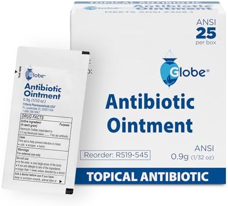 Globe (Paquete de 25 Ungüentos Antibióticos para ros Auxilios, 0.9g por Paquete, Kit de ros Auxilios para Rasguños, Heridas, Cortes y Quemaduras, - imagen 1