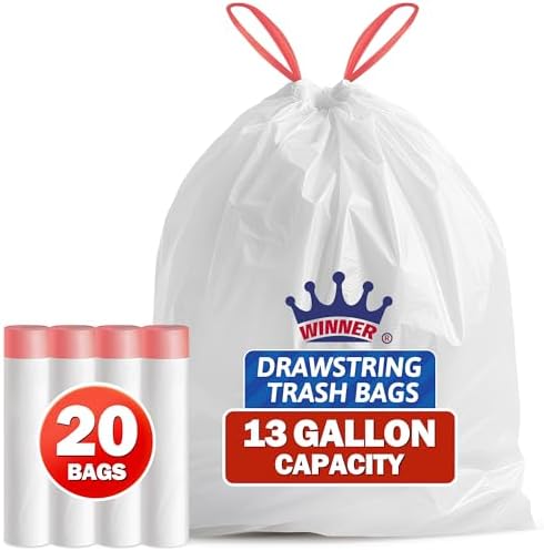Bolsas de Basura WINNER de 13 Galones, 20 Piezas, con Cinta, Bolsas Blancas para Reciclaje, Esenciales para Cocina y Baño en Casa y Departamento - imagen 1