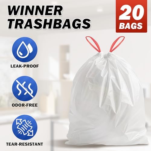 Bolsas de Basura WINNER de 13 Galones, 20 Piezas, con Cinta, Bolsas Blancas para Reciclaje, Esenciales para Cocina y Baño en Casa y Departamento - imagen 3