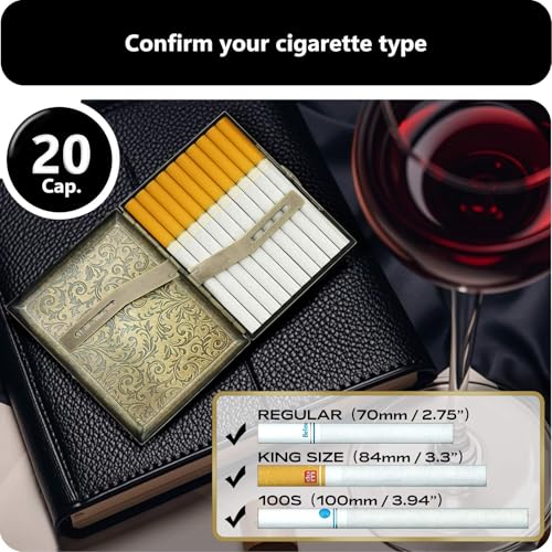 Estuche para Cigarrillos Roygra, Caja de Metal Vintage con Capacidad para 20 Cigarrillos, Accesorios para Fumar para Hombres y Mujeres, Tamaños - imagen 2