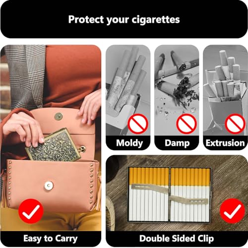Estuche para Cigarrillos Roygra, Caja de Metal Vintage con Capacidad para 20 Cigarrillos, Accesorios para Fumar para Hombres y Mujeres, Tamaños - imagen 3