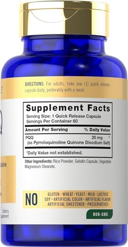 Suplemento Carlyle PQQ 20 mg | 60 Cápsulas | Sin OGM y Libre de Gluten - imagen 2