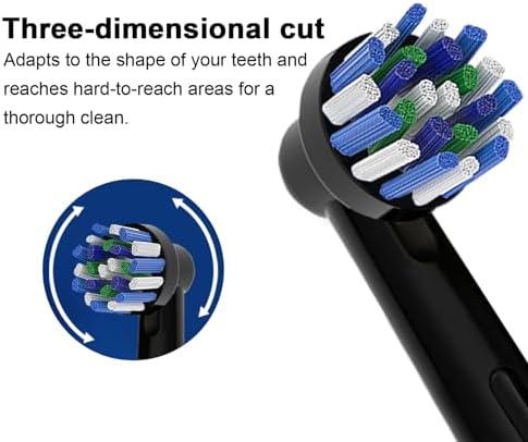 Cabezas de Repuesto Cross Clean para Cepillo de Dientes Eléctrico Braun Oral B - 8 Piezas (4 Blancas y 4 Negras) - imagen 5
