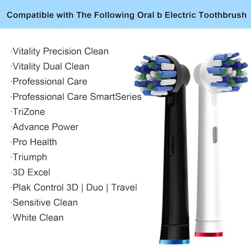 Cabezas de Repuesto Cross Clean para Cepillo de Dientes Eléctrico Braun Oral B - 8 Piezas (4 Blancas y 4 Negras) - imagen 7