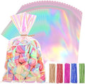 Bolsitas de Celofán Iridiscentes Woric de 150 Piezas con Cintas 6x9 Pulgadas, Bolsas Transparentes para Fiestas, Regalos de Cumpleaños y Baby Showers - imagen 1