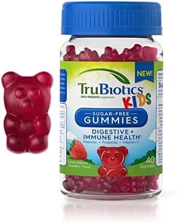 TruBiotics Probióticos para Niños con Prebióticos y Vitamina C, Gomas Sin Azúcar para la Salud Digestiva e Inmunológica, Sabor Natural a Fresa, 40 - imagen 1