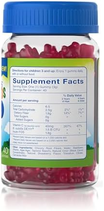 TruBiotics Probióticos para Niños con Prebióticos y Vitamina C, Gomas Sin Azúcar para la Salud Digestiva e Inmunológica, Sabor Natural a Fresa, 40 - imagen 2
