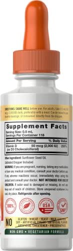 Carlyle Gotas Líquidas de Vitamina D3 | 2000 IU (50 mcg) | 2 oz | Suplemento de Vitamina D para Adultos | Vegetariano, No GMO y Sin Gluten - imagen 2