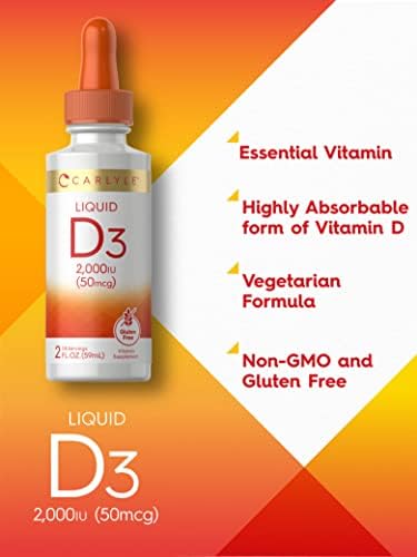 Carlyle Gotas Líquidas de Vitamina D3 | 2000 IU (50 mcg) | 2 oz | Suplemento de Vitamina D para Adultos | Vegetariano, No GMO y Sin Gluten - imagen 3