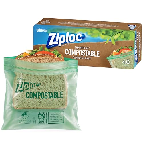 Bolsas Compostables Ziploc para Sándwich y Snack, 40 Piezas, Ideales para Mantener la Frescura en Movimiento, Compostables Comercialmente - imagen 4