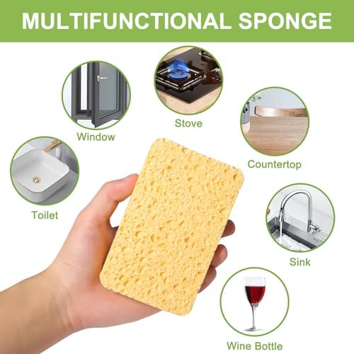 Yolaist Paquete de 12 Esponjas de Limpieza Sin Rayones, Esponjas Naturales Biodegradables para Cocina, Ideal para Utensilios y Platos - imagen 5