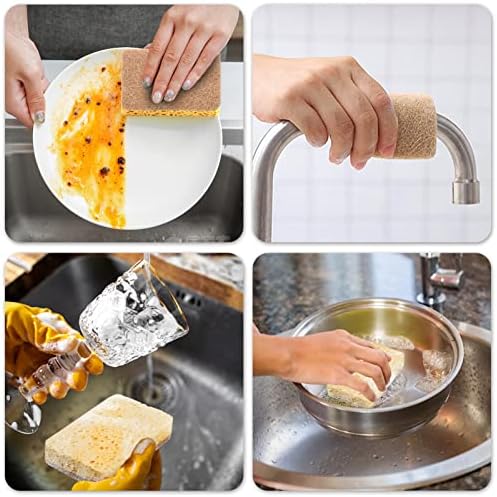 Yolaist Paquete de 12 Esponjas de Limpieza Sin Rayones, Esponjas Naturales Biodegradables para Cocina, Ideal para Utensilios y Platos - imagen 6