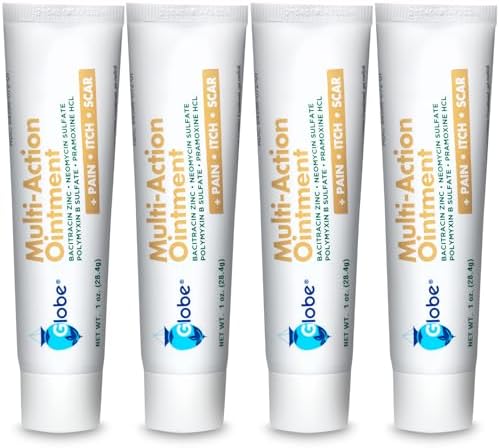 Globe (Paquete de 4) Ungüento Antibiótico para Cicatrices, Alivio del Dolor y Picazón con Neomicina, Bacitracina, Pramoxina HCl y Polimixina B para - imagen 1
