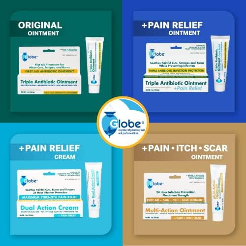 Globe (Paquete de 4) Ungüento Antibiótico para Cicatrices, Alivio del Dolor y Picazón con Neomicina, Bacitracina, Pramoxina HCl y Polimixina B para - imagen 8