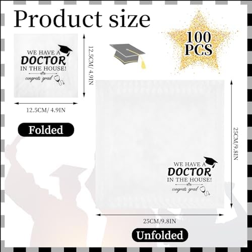 Servilletas Jetec Tenemos un Doctor en Casa 100 Piezas Blancas y Negras para Graduación de Medicina, Fiesta de Regalo Clase 2026 - imagen 2