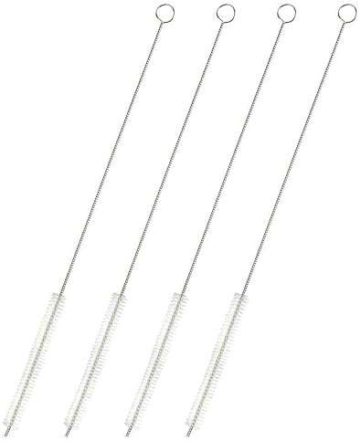 Cepillo Limpiador de Popotes Juvale - 12 Pulgadas, Plateado y Blanco, Paquete de 4 - Cepillo de Acero Inoxidable para Botellas y Tubos con Punta de - imagen 1