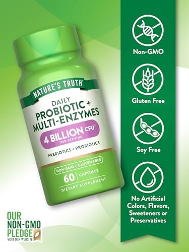 Probióticos con Enzimas de Nature's Truth | 60 Cápsulas | Suplemento Digestivo No Transgénico y Sin Gluten para Hombres y Mujeres - imagen 3