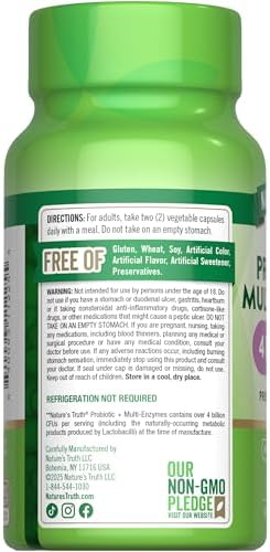 Probióticos con Enzimas de Nature's Truth | 60 Cápsulas | Suplemento Digestivo No Transgénico y Sin Gluten para Hombres y Mujeres - imagen 7