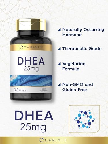 Suplemento de DHEA Carlyle para Mujeres y Hombres | 25mg | 180 Tabletas | Vegetariano, No Transgénico y Libre de Gluten - imagen 4