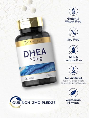 Suplemento de DHEA Carlyle para Mujeres y Hombres | 25mg | 180 Tabletas | Vegetariano, No Transgénico y Libre de Gluten - imagen 5