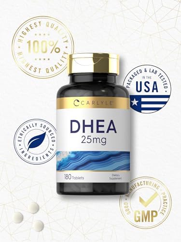 Suplemento de DHEA Carlyle para Mujeres y Hombres | 25mg | 180 Tabletas | Vegetariano, No Transgénico y Libre de Gluten - imagen 6