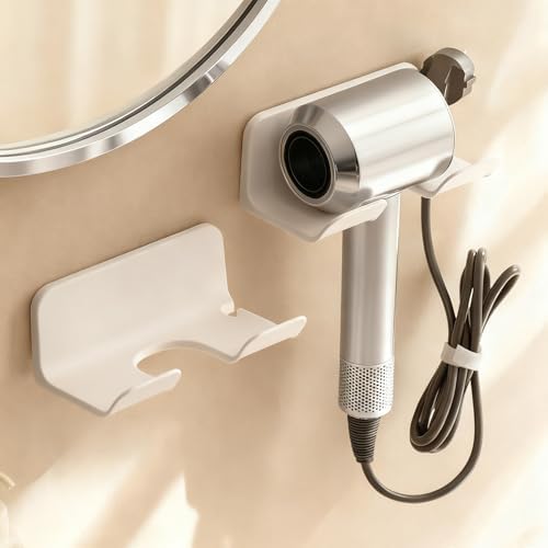 Soporte de Secador de Pelo Universal Mioluo, Montaje en Pared, Organizador de Cable, Autoadhesivo sin Perforación para Baño (1PCS, Blanco) - imagen 1