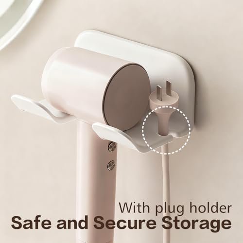 Soporte de Secador de Pelo Universal Mioluo, Montaje en Pared, Organizador de Cable, Autoadhesivo sin Perforación para Baño (1PCS, Blanco) - imagen 3