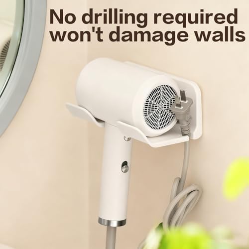 Soporte de Secador de Pelo Universal Mioluo, Montaje en Pared, Organizador de Cable, Autoadhesivo sin Perforación para Baño (1PCS, Blanco) - imagen 5