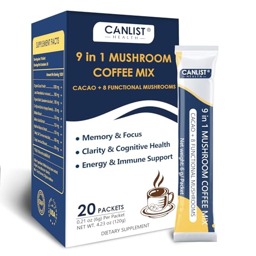 CANLIST Café Orgánico 9 en 1 en Polvo de Hongo con Melena de León, Chaga, Cordyceps, Reishi y Shiitake para Enfoque Cognitivo, Soporte Inmunológico y - imagen 1