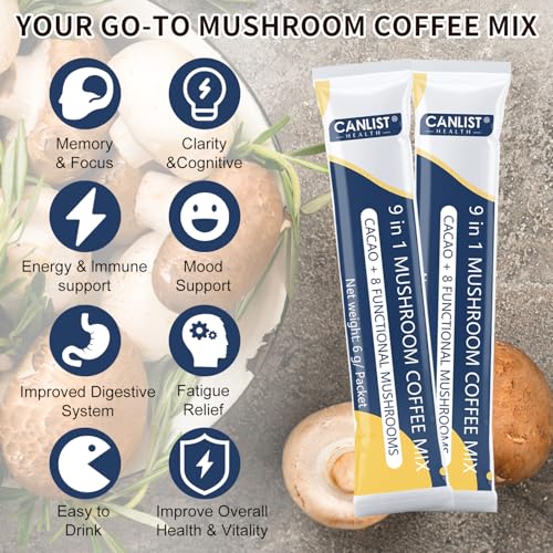 CANLIST Café Orgánico 9 en 1 en Polvo de Hongo con Melena de León, Chaga, Cordyceps, Reishi y Shiitake para Enfoque Cognitivo, Soporte Inmunológico y - imagen 5
