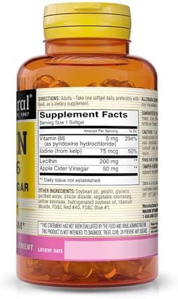 MASON NATURAL Lecitina con Kelp, Vitamina B6 y Vinagre de Manzana, Fórmula de Doble Acción, 100 Cápsulas Blandas (Paquete de 1) - imagen 2