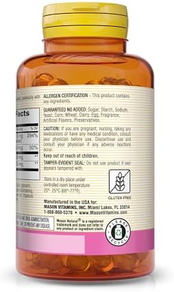 MASON NATURAL Lecitina con Kelp, Vitamina B6 y Vinagre de Manzana, Fórmula de Doble Acción, 100 Cápsulas Blandas (Paquete de 1) - imagen 3