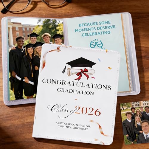 Álbum de Fotos de Graduación 2026 - 8 x 7 Pulgadas PU con 24 Páginas, Regalo de Supervivencia para Estudiantes, Ideal para Chicos y Chicas - imagen 1