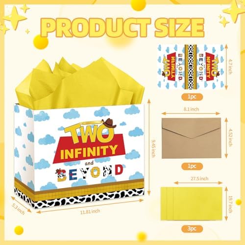 Bolsa de Regalo RTMISA Dos Infinito y Más Allá con Papel de Seda y Tarjeta de Felicitación para Cumpleaños de Niño de 2 Años - Decoraciones y - imagen 2