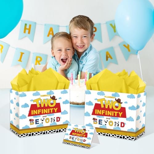 Bolsa de Regalo RTMISA Dos Infinito y Más Allá con Papel de Seda y Tarjeta de Felicitación para Cumpleaños de Niño de 2 Años - Decoraciones y - imagen 5
