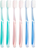 Cepillos de Dientes Extra Suaves QIANTAIYING 6 Piezas, Cabeza Regular (3 Colores - 2 de Cada Uno) Cerdas Tapered para Dientes Sensibles y Cuidado de - imagen 1