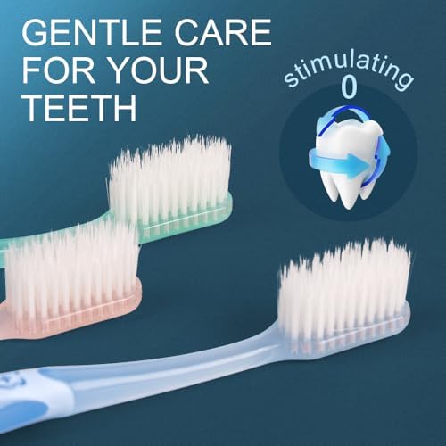 Cepillos de Dientes Extra Suaves QIANTAIYING 6 Piezas, Cabeza Regular (3 Colores - 2 de Cada Uno) Cerdas Tapered para Dientes Sensibles y Cuidado de - imagen 2