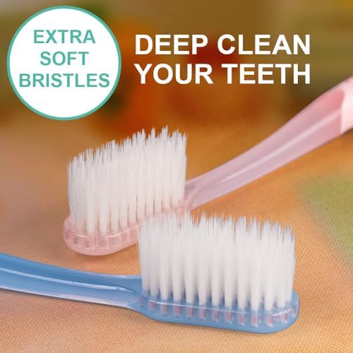 Cepillos de Dientes Extra Suaves QIANTAIYING 6 Piezas, Cabeza Regular (3 Colores - 2 de Cada Uno) Cerdas Tapered para Dientes Sensibles y Cuidado de - imagen 3
