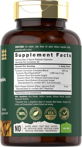 Suplemento de Cúrcuma y Curcumina Tahoe Nutritionals | 150 Cápsulas | Complejo con Pimienta Negra | Sin OGM y Libre de Gluten - imagen 2